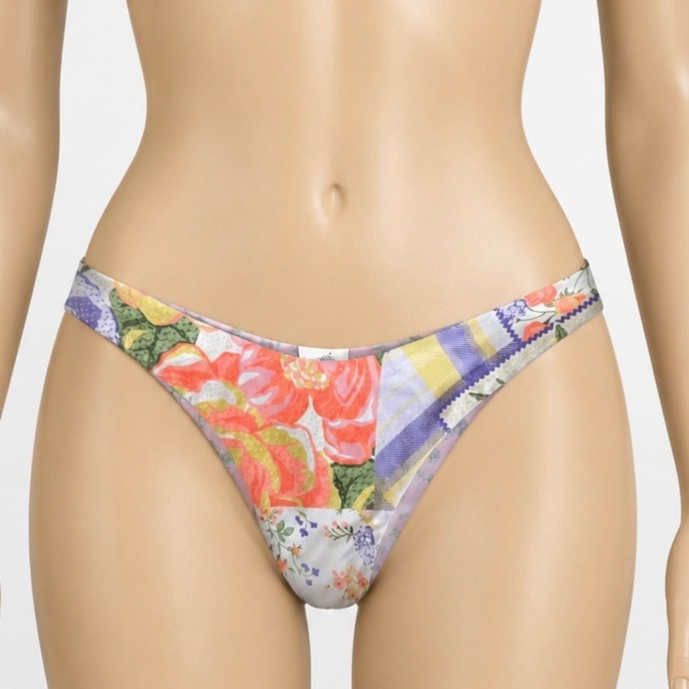 Maaji‎ Bikini Bottom Womens L Multicolor NWOT Reversible Floral Patchwork